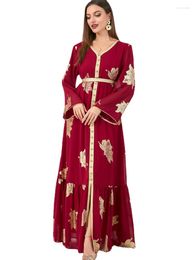 Ethnic Clothing Abaya Dubai Turkey Muslim Women Dress Elegant Caftan Moroccan Evening Dresses Long Sleeve Kaftan Chiffon Maxi Robe Islam