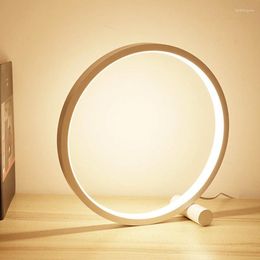 Table Lamps LED Lamp Touch Sensitive Dimmable Desk Bedroom Circular USB Bedside Decor Night Lights