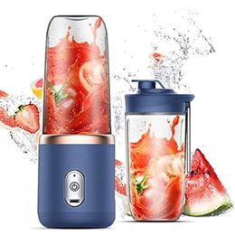 Fruit Vegetable Tools 6 Blades Juicer Cup 400ML USB Smoothie Blender Mini Charging Squeezer Food Mixer Ice Crusher Portable Wireless Juicers 230222