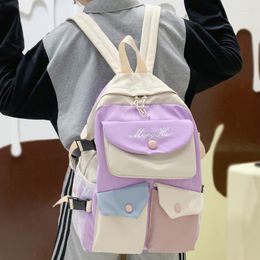 School Bags LENLEI Colours Multiple Pocket Backpack Alphabet Embroidery Women Eye-splice Female Student Schoolbag Book Mochilas