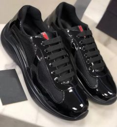 with Box Prad Perforation Design Americas Cup Men Sneakers Shoes Light Flexible Rubber Sole Trainers Patent Leather Technical Fabric Exce Rv