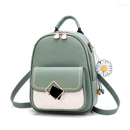 School Bags Backpack Women Solid Colour Small Girl Cute Casual PU Leather Female Bagpack Packbags For Student Mochilas