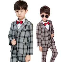 Clothing Sets Flower Boys Formal Suit Kids Wedding Jackets Vest Pants Tie Clothing Set Children Blazer School Graduation Come Groom Dress