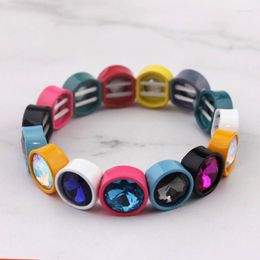 Bangle 10 MM ZWPON Small Dot Paint Glass Crystal Elastic Bangles Bracelets For Women 2023 Fall Round Charm Jewellery