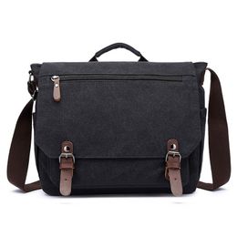 Briefcases Retro Canvas Multifunction Messenger Shoulder Bag Suitcase Card Pocket For Men Women Outdoor Office 2023