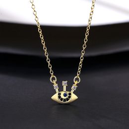 Neues Markendesign vergoldet 18 Karat Gold Auge Anhänger Halskette Schmuck Modetrend Damen 925 Silber Kragen Kette Halskette Zubehör Geschenk