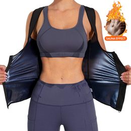 Women's Shapers Women Sauna Shaper Vest Thermo Sweat Shapewear Tank Top Slimming Vest Waist Trainer Corset Gym Fitness Workout Zipper Shirt 230223