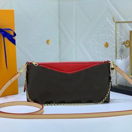 Chain Clutch Bag Women Cross Body Shoulder Bags Pochette Card Holder Purse Passport Holders Wallets Designer Old Flower Canvas Genuine 89162