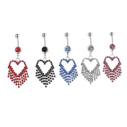 Navel Bell Button Rings D0503 Heart Stone Belly Ring Mix Colors Drop Delivery Jewelry Body Dhgarden Dhsql