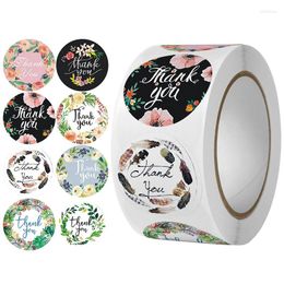 Gift Wrap Floral Print Thank You Seal Sticker Round Stationery Label Package Paper Envelope Commodity Self-adhesive Tape