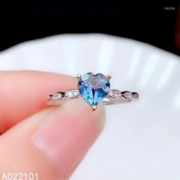 Cluster Rings KJJEAXCMY Fine Jewellery S925 Sterling Silver Inlaid Natural Blue Topaz Girl Ring Support Test Chinese Style With Box