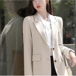 Women's Suits Blazers Blazer Women's Elegant Professional Fashion Jacket Korean Autumn Loose Casual Vintage Solid Color Single-breasted Blazer 230223
