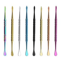 Rainbow Silver Dab Tool Long Dabber Tool Metal Single Smoke for Wax Dry Herb FY3679 bb0223