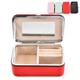 Jewellery Pouches Box Portable With Makeup Mirror Earrings Grids Storage Travel Case Ring Bracelets Earring Necklace Holder