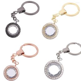 Keychains 10pcs/lot Round Memory Living Glass Floating Medaillon Pendant Key Ring For Men Locket Chain Women Gift Jewellery Making