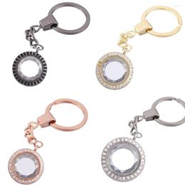 Keychains 10pcs/lot Round Memory Living Glass Floating Medaillon Pendant Key Ring For Men Locket Chain Women Gift Jewelry Making