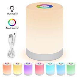 Topoch Portable LED Camping Light Night Smart Bedside Table Lamp Touch Control Dimmable USB Rechargable Color Changing RGB Lantern Lighting Nightlight for Kids