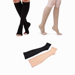 5PC Socks Hosiery SXL Elastic Open Toe Knee High Stockings Calf Compression Stockings Varicose Veins Treat Shaping Graduated Pressure Stockings Z0221