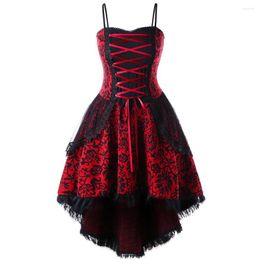 Casual Dresses Gothic Plus Size 5XL Lace Up Dip Hem Corset Dress Women Vintage A Line Slim Elegant Party Female Vestido Femme Big