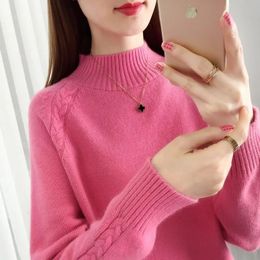 Women's Sweaters Knitted Turtleneck Women Autumn Winter Ladies Korean Sweater Pullover Female Long Sleeve Jumper Green Red Clothing Tops 230223