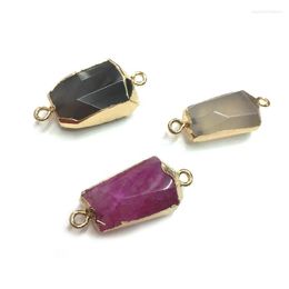 Pendant Necklaces Natural Stone Agates Double Hole Connector Pendants For Jewellery Making DIY Necklace Accessories Size 15x37mm-18x37mm