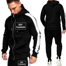 Mens Tracksuits Autumn Winter Design Men Sets Simple Custom Graphic Casual Tracksuit Fashion Diy Print Sports Fitness Clothing 230223