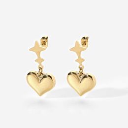 Hoop Earrings & Huggie Cute Star Heart Stud Women 14K Gold Plated Stainless Steel Jewellery Fashion Girls GiftHoop