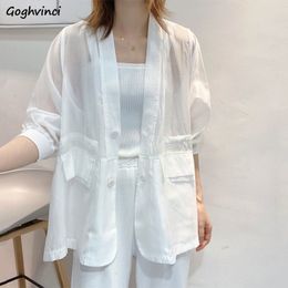 Women's Suits Blazers Women Blazers Sun-proof Summer Sheer Fashion Casual Korean Style Breathable Cosy All-match Outerwear Elegant Female Office 230223