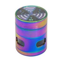 WiFi signal tooth metal smoke grinder 63mm side open window 4 layers of bright Colour zinc alloy cigarette lighter cigarette lighter