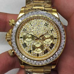 High Quality Fashion Iced Out WatchesMens Wrist Luxury Round Cut Lab Gr DDGU YJSQ