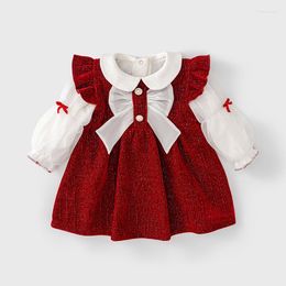 Clothing Sets Girls Autumn Fashion Clothes Set 2 Pieces/Set Lantern Sleeve Tops Big Bow Dress Kids Children 1-4Y