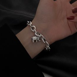 Link Bracelets Chain Retro Fashion 925 Sterling Silver Personality Hollow Baby Elephant Bracelet Wild Hip-hop Jewellery For Girlfriend