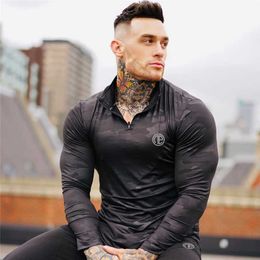 Men's T-Shirts New Men's Long-sleeved Camouflage Fitness Spring Self-cultivation T-shirt Leisure Gym Fitness Quick-drying Sports Fashion Tops 022223H