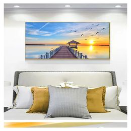 Sky Sea Sunrise Painting Printed On Canvas Home Decor Wall Art Pictures For Living Room No Frame Modern Natural Landscape Poster Woo