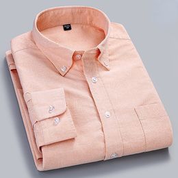 Men's Casual Shirts Quality 100% Cotton Oxford Shirt Men's Long Sleeve Casual Comfortable Breathable Button Pocket Men Solid Dress Shirts 230223