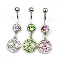 Navel Bell Button Rings D0213 Peace Belly Ring Mix Colors Drop Delivery Jewelry Body Dhgarden Dhfab