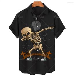 Men's Casual Shirts Men Women Horror Skull Print Short Sleeve Hawaiian Shirt Top Informal Fashion 5xl Loose Breathable Summer 2023