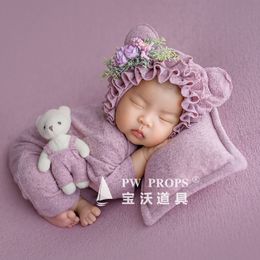 Keepsakes born Baby Clothes Hand Made Teddy Bear Hat Toy and Romper Outfit Po Pography Props Baby Animal Stuffer Cute Bonnet 230223