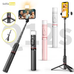 Q12S monopod Self camera lever Bluetooth Stabiliser Handheld with fill light Mobile phone Tripod live video following wireless remote control monopods fold