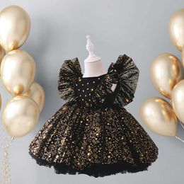 Girl's Dresses Princess Dress Girls Sequin Tutu Lace Mesh Birthday Prom Toddler Baby Kids Elegant Wedding Party Clothes Children Baptism Gown Z0223