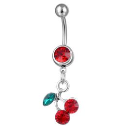 Navel Bell Button Rings D0091 Cherry Red Colour Belly Ring Drop Delivery Jewellery Body Dhgarden Dhtfl