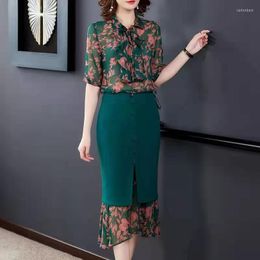 Work Dresses Fashionable Suit Skirt Summer Net Red Ladies Fashion Slim Floral For Women 2023