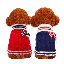 Dog Apparel Warm Pet Sweaters Winter Clothes For Small Dogs Chihuahua Pug Knitted Cat Puppy Pullover With Bowtie Clothing