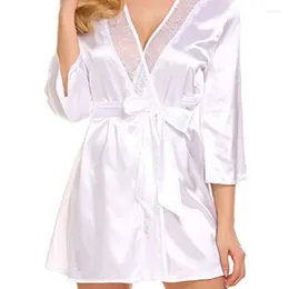 Women's Sleepwear Satin Rrobes For Women Silk Bathrobe Short Kimono Robes With Oblique V-Neck Bridesmaid Wedding Party Dressing