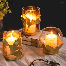 Candle Holders Nordic Luxury Gold Glass Metal Candlestick Home Decor Bougeoir Candles Wedding Centerpieces Tealight