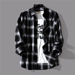 Men's Casual Shirts Fashion Men Classic Design Buttons Shirt Plaid Print Soft Long Sleeve Men's Collar Shirts Slim Fit Blouse 230223