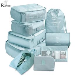 Bag Organiser 9Pcsset Large Capacity Luggage Storage Bags For Packing Cube Clothes Underwear Cosmetic Travel Organiser Bag Toiletries Pouch 230223