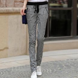 Women's Pants s High Waist Spring And Autumn Clothes Loose Black White Plaid Casual Harun Trousers 230222