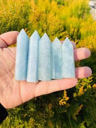 Decorative Figurines Objects & Natural Blue Aquamarine Quartz Crystal Point Tower Chakra Healing Gemstone Home Decor Stones And MineralsDeco