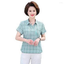 Women's Blouses Women Tops Blouse Shirt 4XL 5xl Casual Green Black Women's Clothing Lapel Plaid Print Feminine Blusas